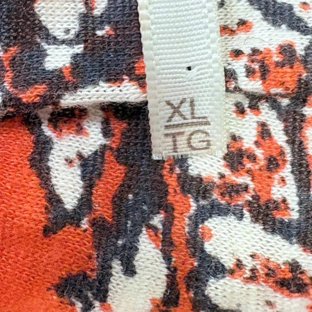 Free People Say The Word Ruched Front Floral‎ Long Sleeve Top Ruby Orange XL